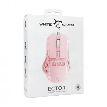 White Shark ECTOR-P GM-5016 Bedrade Gaming-muis, 6400 DPI, roze