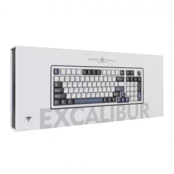 White Shark EXCALIBUR-W mechanisch gaming-toetsenbord, 75% layout, KTT Wine Red hot-swap, per-key RGB, bedraad, wit
