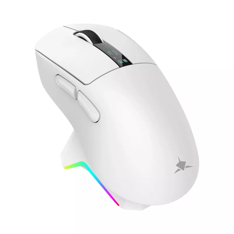White Shark GAWAIN-W Draadloze Gaming-muis – 12000 DPI, 500mAh accu, 56g, wit