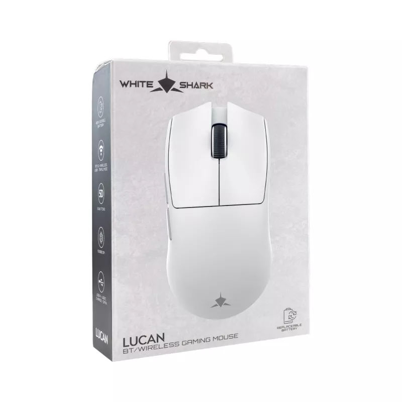 White Shark LUCAN-W WGM-5022 12000 DPI draadloze gamingmuis, wit