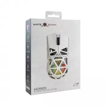 White Shark MORIEN WGM-5025 Bedrade Gaming-muis, tot 12800 DPI, RGB, wit