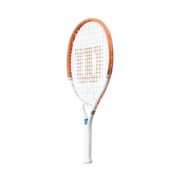 Wilson Roland Garros Elite Junior 21 tennisracket - 3 1/2 grip, blauw/tan/wit, voorgespannen, met kopbeschermer