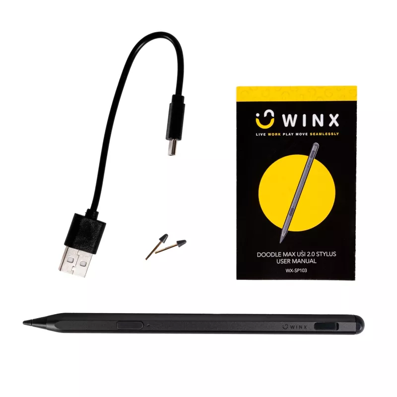 WINX DOODLE Max USI 2.0 Stylus - 4096 Drukniveaus, Handpalmafwijzing, Kantelherkenning, USB-C Oplaadbaar, Space Grey