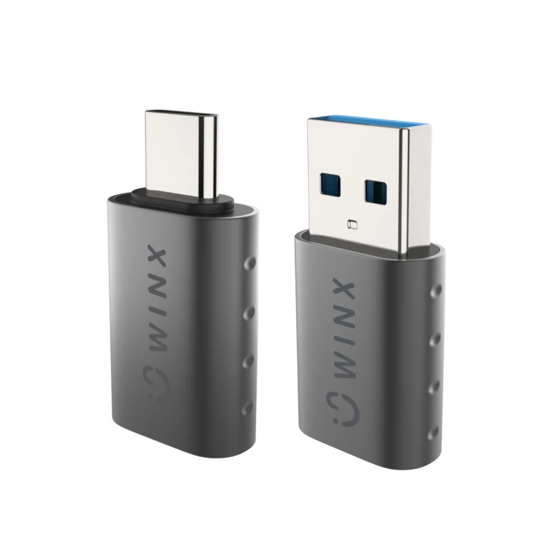 WINX LINK Simple Type-C en USB-adaptercombinatie – USB-C-stekker naar USB-A-bus & USB-A-stekker naar USB-C-bus, USB 2.0, 480 Mbit/s, Space Grey