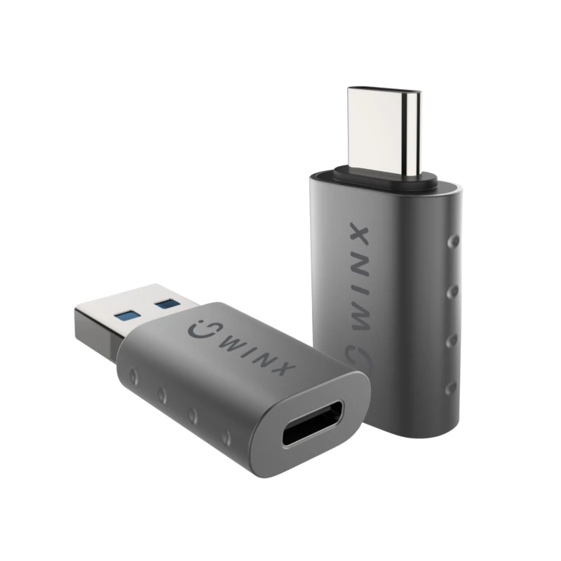 WINX LINK Simple Type-C en USB-adaptercombinatie – USB-C-stekker naar USB-A-bus & USB-A-stekker naar USB-C-bus, USB 2.0, 480 Mbit/s, Space Grey