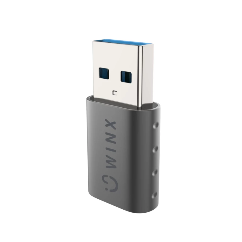 WINX LINK Simple USB-naar-Type-C-adapter dubbelpack (USB-A-stekker naar USB-C-bus, 5Gbit/s, 15W, Space Grey, 2-pack)