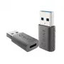 WINX LINK Simple USB-naar-Type-C-adapter dubbelpack (USB-A-stekker naar USB-C-bus, 5Gbit/s, 15W, Space Grey, 2-pack)