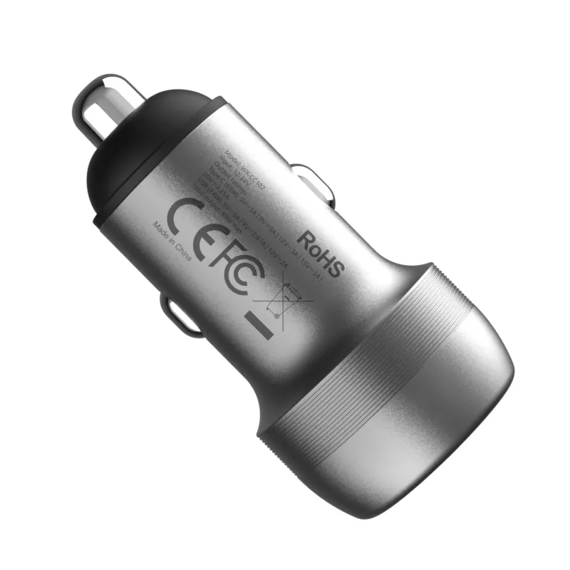 WINX POWER Fast 89W auto-oplader - USB-C PD 67W + USB-A QC 18W, zwart