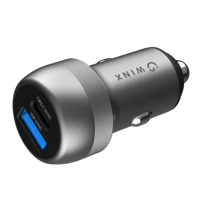WINX POWER Fast 89W auto-oplader - USB-C PD 67W + USB-A QC 18W, zwart