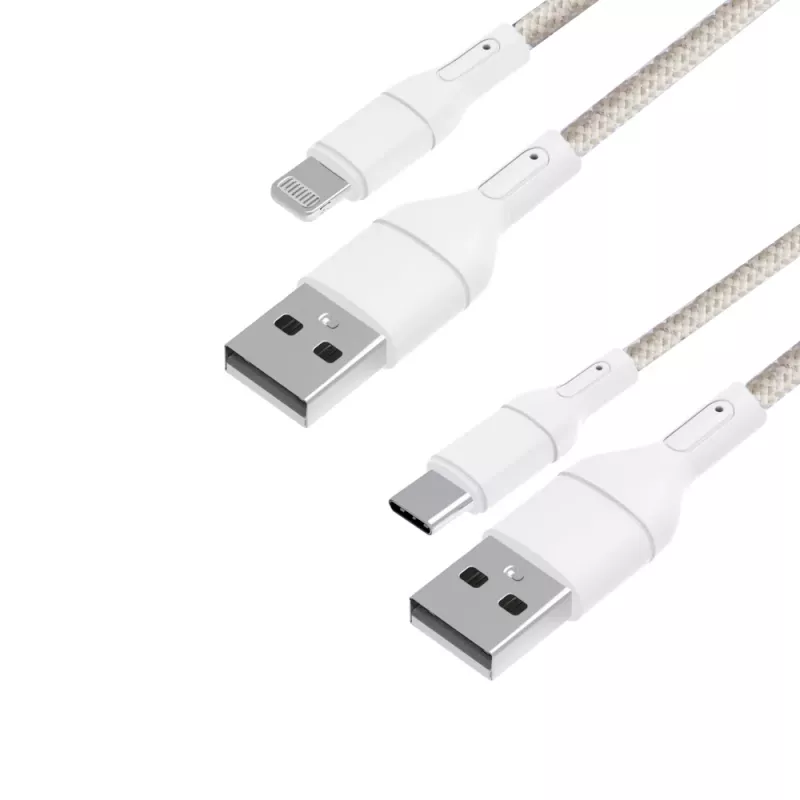 WINX USB-naar-Type-C|Lightning-oplaadkabel 2-in-1-splitkabel 1,2m Zwart