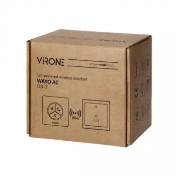 Draadloze deurbel VIRONE DB-3 met batterijloze knop, zelflerende zender, 80 m
