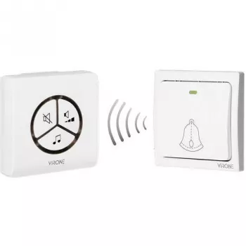 Draadloze deurbel VIRONE DB-3 met batterijloze knop, zelflerende zender, 80 m