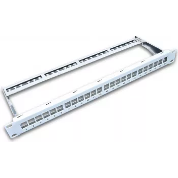 Wirewin 24-poorts Keystone patchpanel onbezet, 19 inch, grijs, afgeschermd (TKS PANEL 24)