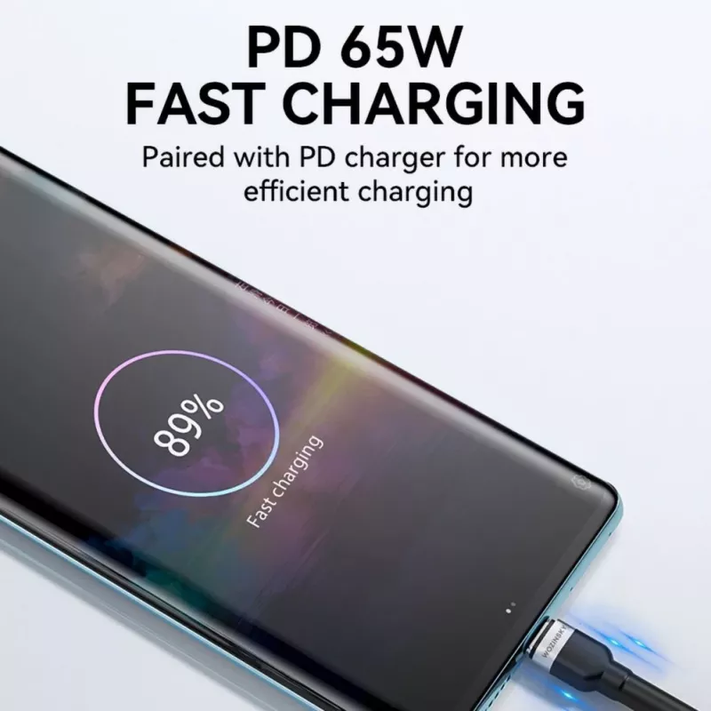 Wozinsky 1 m USB-C naar USB-C kabel 60W PD snelladen & datasync zwart