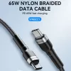 Wozinsky 1 m USB-C naar USB-C kabel 60W PD snelladen & datasync zwart