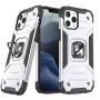 Wozinsky Apple iPhone 13 Ring Armor hoes met standaard, robuuste schokbestendige cover, zilver