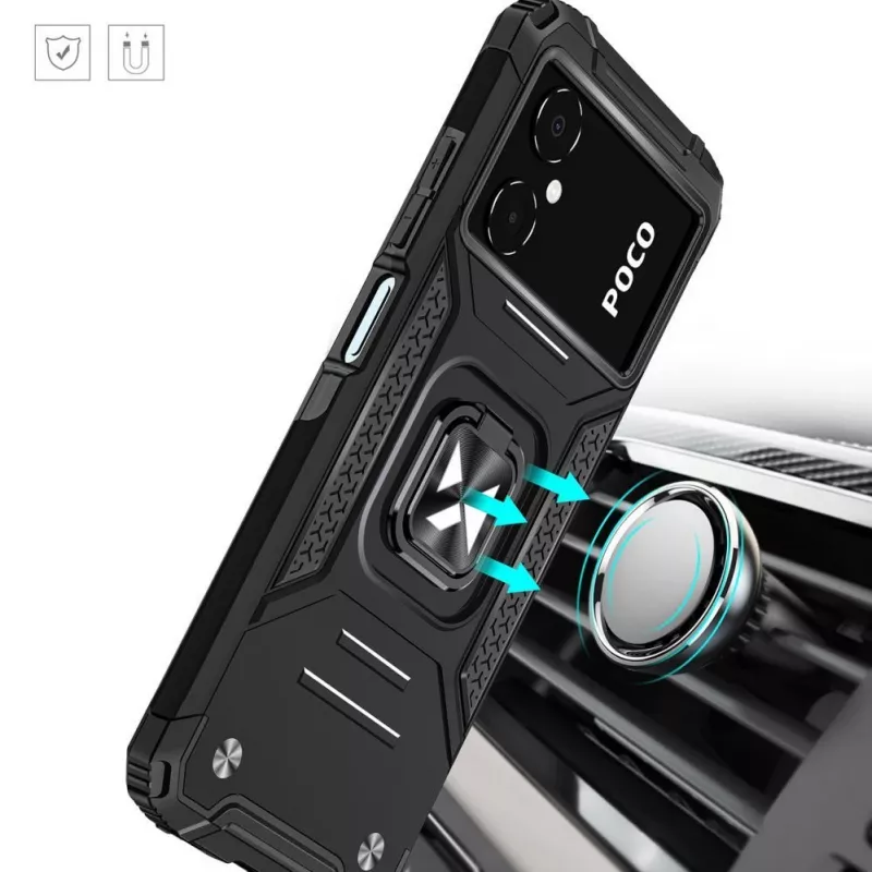 Wozinsky Ring Armor Case voor Google Pixel 7 Pro - gepantserde hoes met magnetische ringhouder - zwart