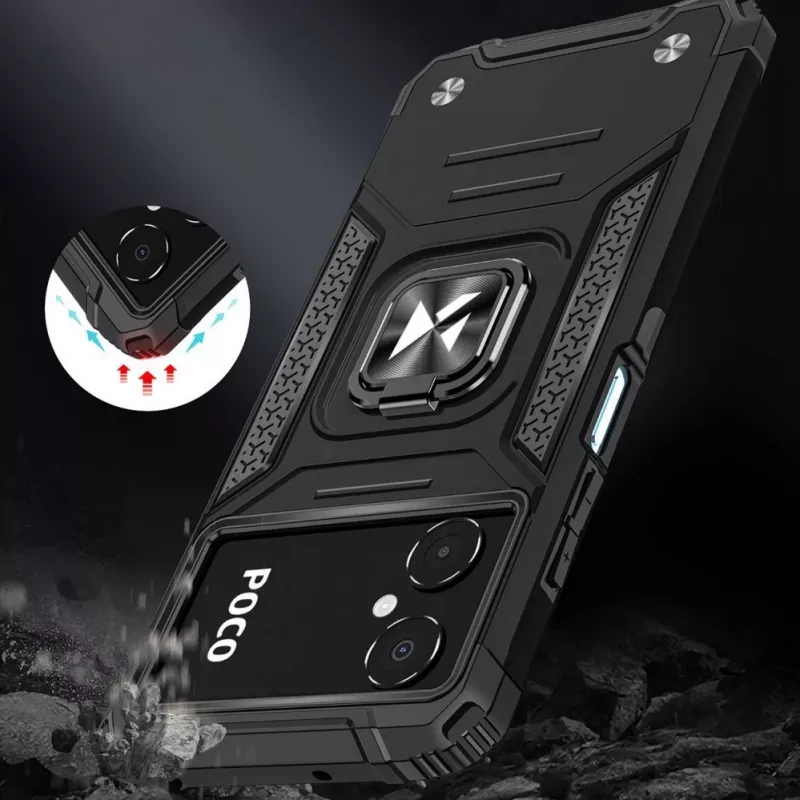 Wozinsky Ring Armor Case voor Google Pixel 7 Pro - gepantserde hoes met magnetische ringhouder - zwart