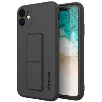Wozinsky silicone kickstand-hoesje voor Apple iPhone 12 - zwart
