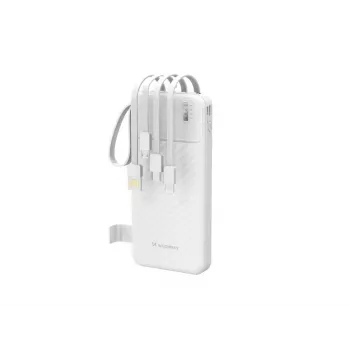 Wozinsky W11-W 10000mAh 10W powerbank met geïntegreerde kabels en zaklamp wit