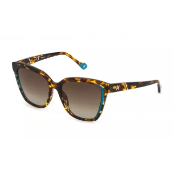YALEA dameszonnebril SYA028N550743 Havana acetaat vierkant frame bruin verloopglas UV400