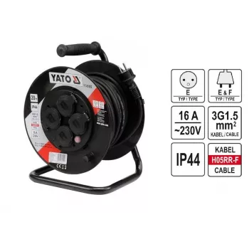 Yato YT-81052 kabelhaspel 4 stopcontacten 20 m