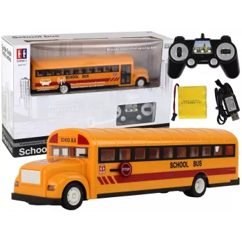 Gele schoolbus afstandsbediening RC met openingsdeur 4690 Lean Toys
