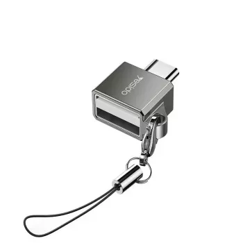 YESIDO GS08 Mini aluminiumlegering USB Type-C OTG-adapter met kaartlezer - zwart