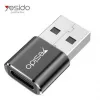 YESIDO GS09 mini aluminiumlegering USB Type-C naar USB-A OTG-adapter zwart