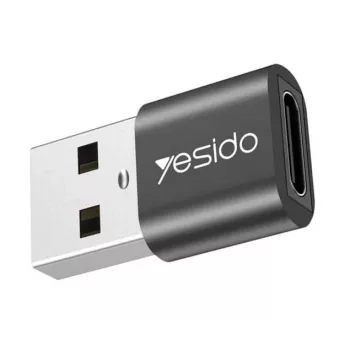 YESIDO GS09 mini aluminiumlegering USB Type-C naar USB-A OTG-adapter zwart