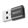 YESIDO GS09 mini aluminiumlegering USB Type-C naar USB-A OTG-adapter zwart