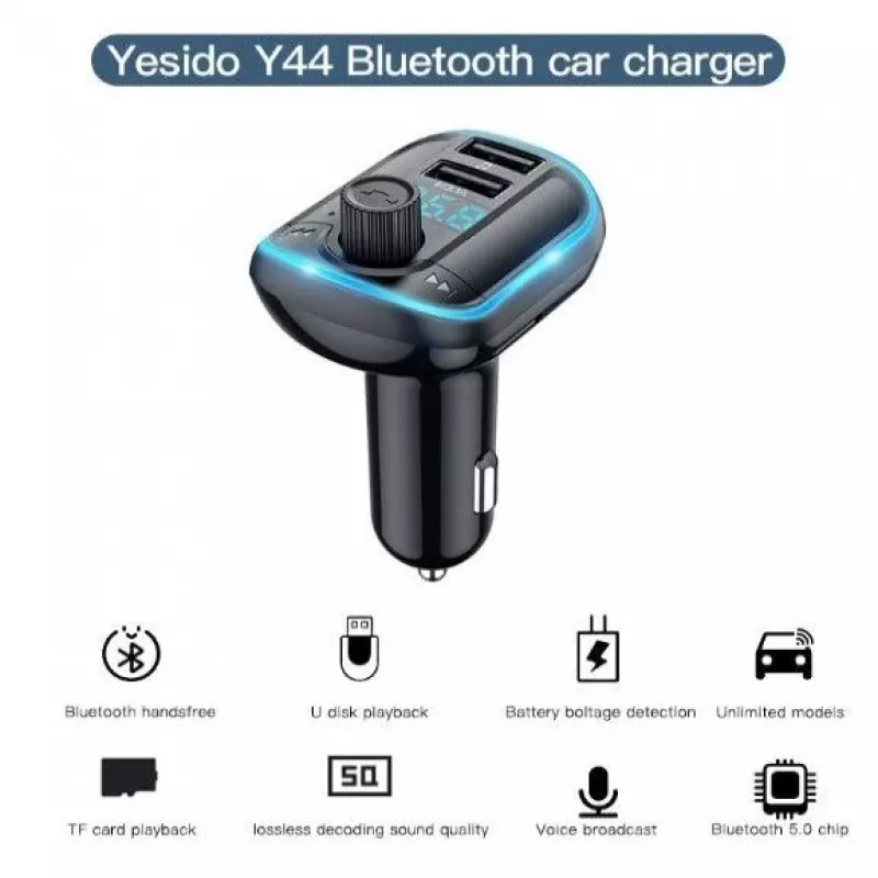 YESIDO Y44 MP3-speler Bluetooth-autolader, 2 USB, zwart
