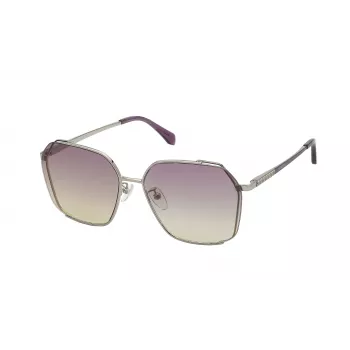 ZADIG & VOLTAIRE SZV369-580SN9 dames rechthoekige zonnebril - zwart montuur, grijze glazen, UV400-bescherming