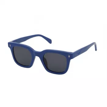 ZADIG & VOLTAIRE SZV401-480D82 unisex rechthoekzonnebril - zwart acetaat montuur, grijze polycarbonaatglazen, 48/17/140 mm