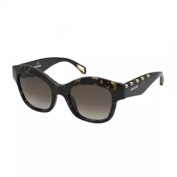 ZADIG & VOLTAIRE SZV410-5204BL dames rechthoekige acetaat zonnebril - zwart montuur grijze glazen 52mm