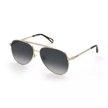 ZADIG & VOLTAIRE SZV415-600300 heren rechthoekige zonnebril, zwart frame, grijze glazen, 60/17/140 mm
