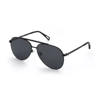 ZADIG & VOLTAIRE SZV415-600531 unisex vierkante zonnebril, zwart acetaat montuur, grijze polycarbonaat glazen, UV400-bescherming