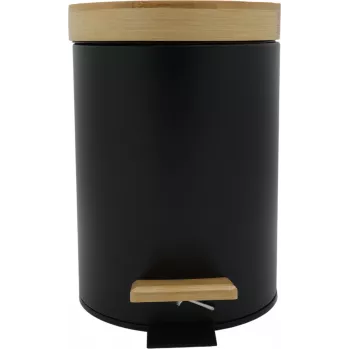 Zeller 18910 bamboedeksel 3L Soft-Close pedaalemmer, matzwart
