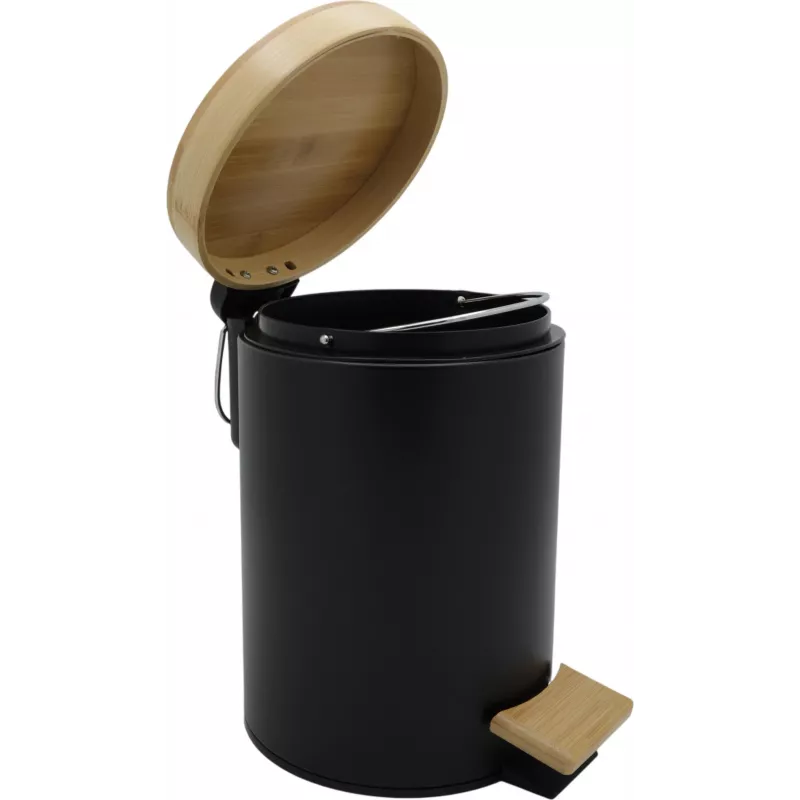 Zeller 18910 bamboedeksel 3L Soft-Close pedaalemmer, matzwart