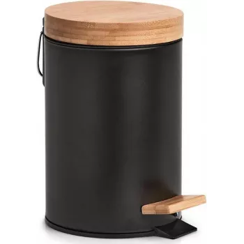 Zeller 18910 bamboedeksel 3L Soft-Close pedaalemmer, matzwart