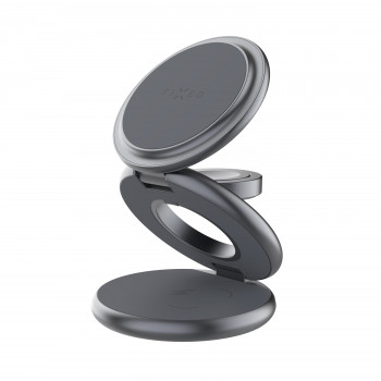 FIXED MagPowerstation Round FIXMPOS-RO-GR 3-in-1-laadstation, grijs