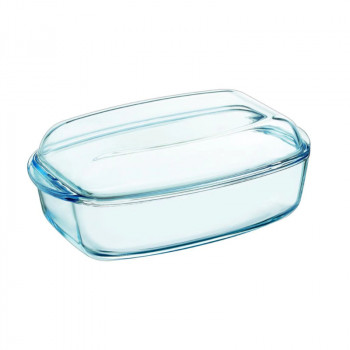 PYREX Essentials rechthoekige glazen bewaardoos met deksel 6,5L 36x22x15cm