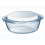 PYREX Essentials glazen ovenschaal met deksel, 2,1L, rond, borosilicaatglas, transparant, Ø19cm
