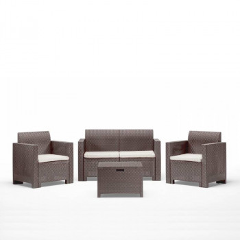 BICA tuinmeubelset Nebraska 2 beige – 3-delige balkonset met 2 fauteuils en salontafel