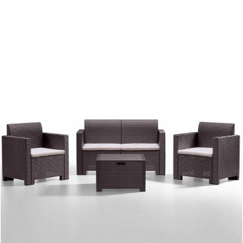 BICA Tuinmeubelset Nebraska 2 bruin – 2 stoelen & salontafel, rattan-look, UV-bestendig