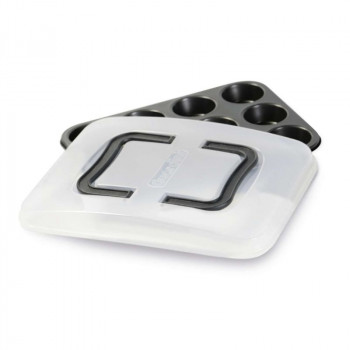 GUARDINI Bakvorm 12 stk. met transportdeksel Bake Away 27 x 35 x 3 cm