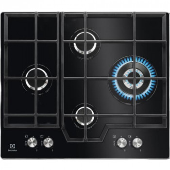 Electrolux KGG6456K 60 cm inbouw gaskookplaat met 4 branders, zwart glas