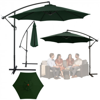LEAN zijtuinparasol met verstelbare kanteling en hoes 350 x 250 cm groen