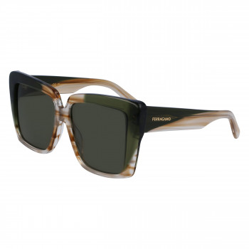 Ferragamo dames SF1060SN-263 vlinder zonnebril, Havana montuur, bruin gradientglas, 55mm