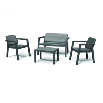 KETER tuinmeubelset Emily Patio set met kussens grijs/lichtgrijs